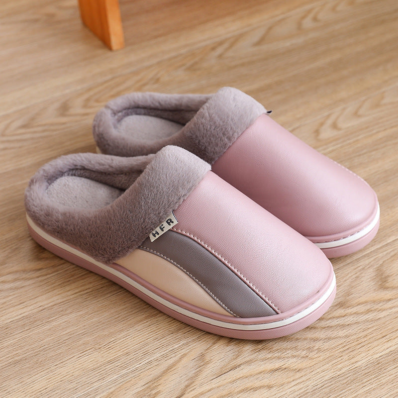 Waterproof Slippers Plush Winter Shoes Home Non-slip Bedroom Slippers Women