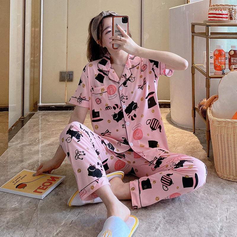 Short-sleeved Trousers Milk Silk Women's Pajamas