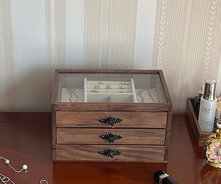 Black Walnut Jewelry Box Luxury Solid Wood