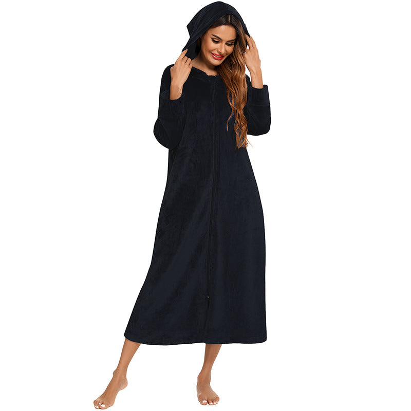 Women's Long Sleeve Zip Pajamas Home Wear