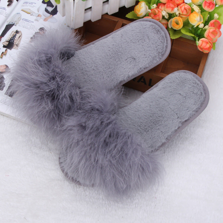 Thick plush home slippers