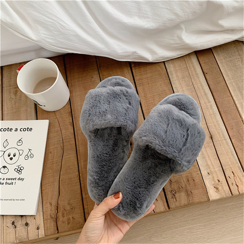 Non-Slip Women's Plush Warm Cotton Slippers