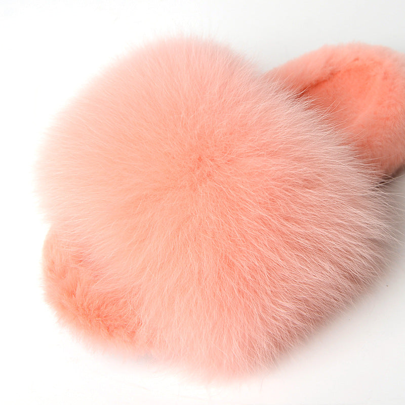 Real fur household cotton slippers