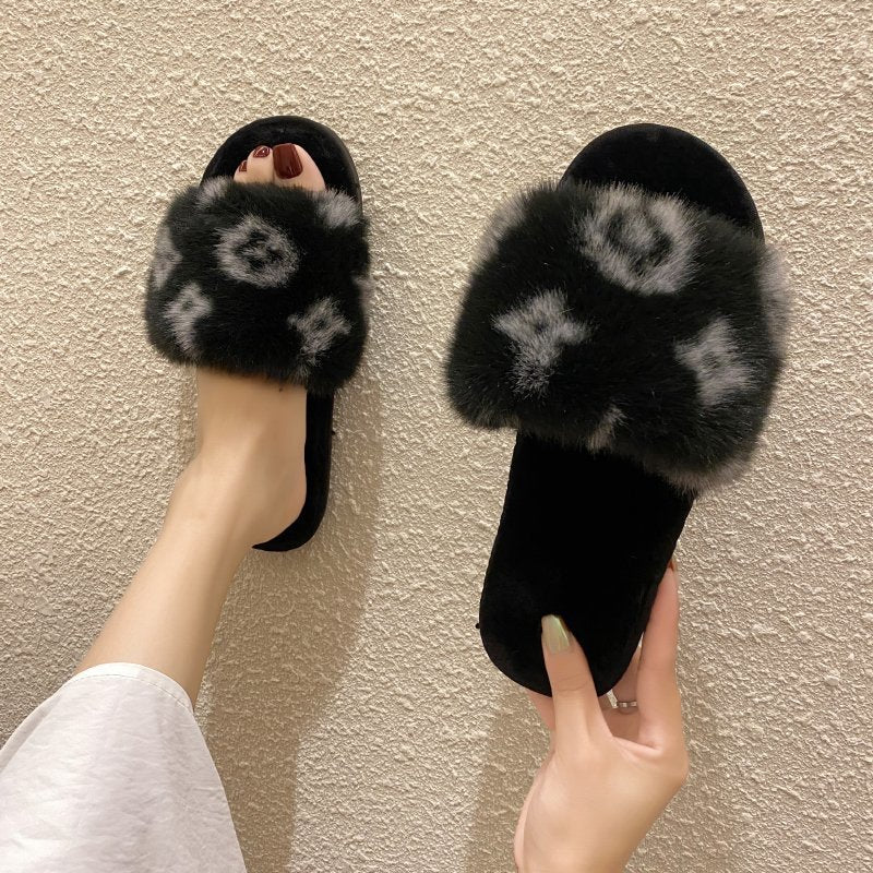 Leopard Wool Slippers