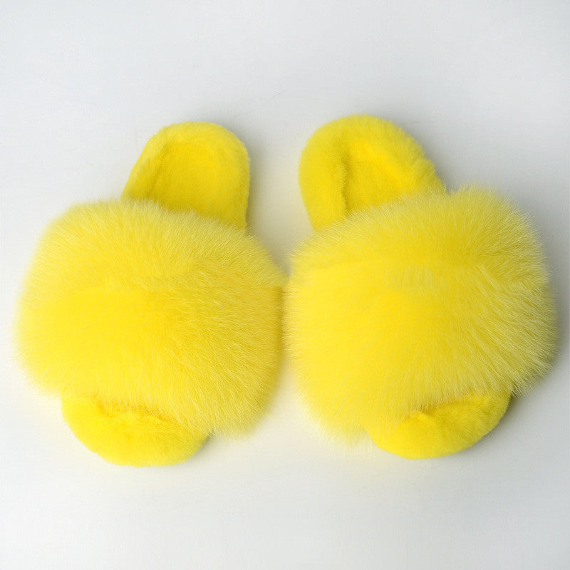 Real fur household cotton slippers