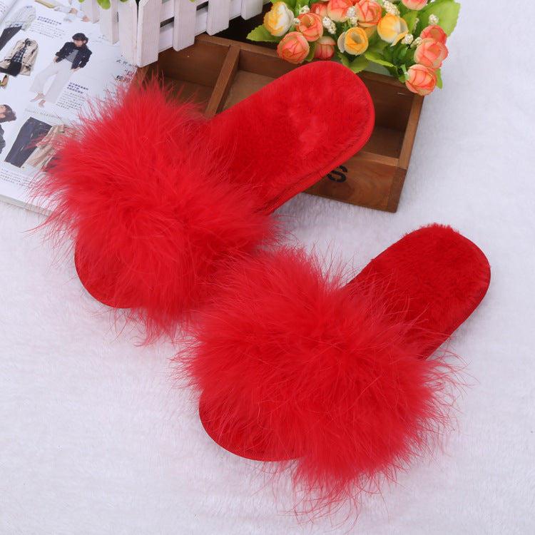 Thick plush home slippers