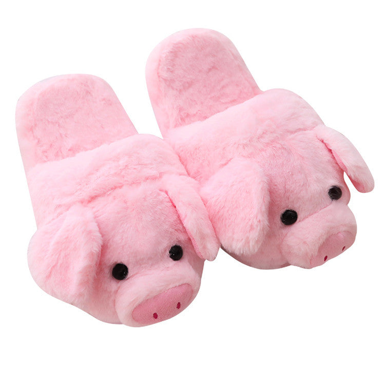 Plush Home Slippers Winter New Pig Slippers Floor Drag