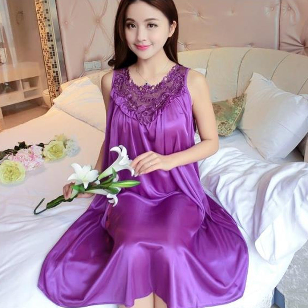 Ladies Sexy Sling Silk Thin Silk Lace Nightdress