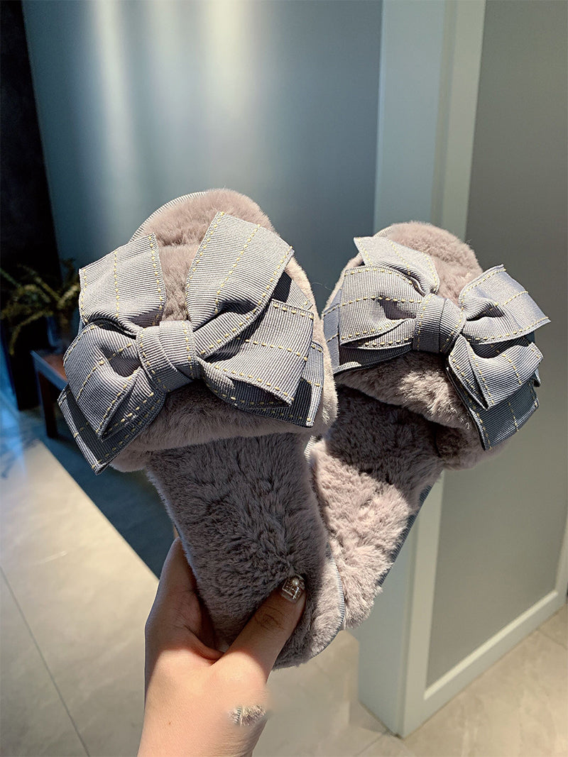 Bowknot cotton slippers