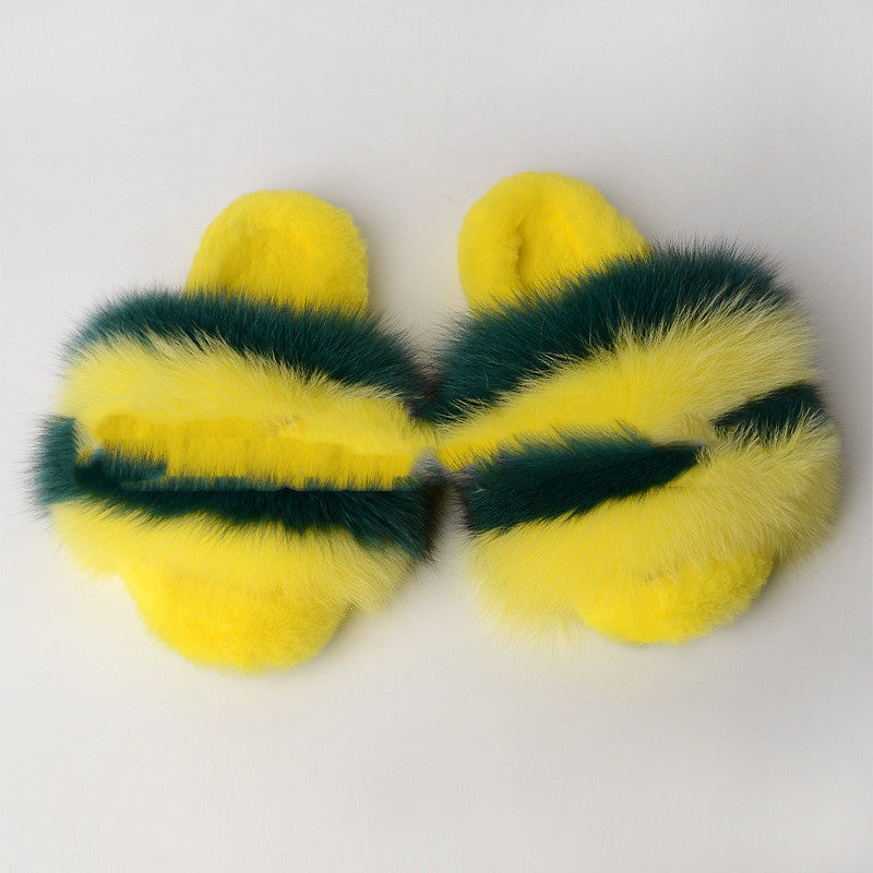 Real fur household cotton slippers