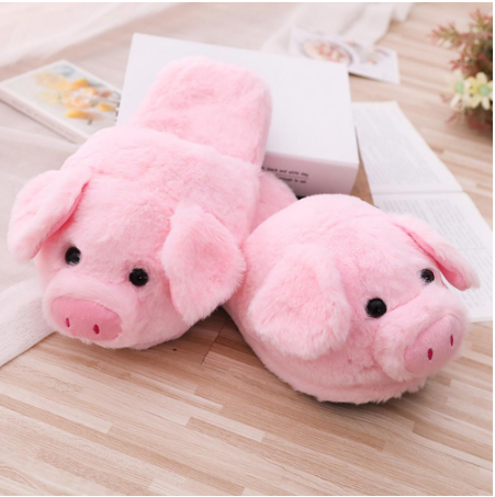 Plush Home Slippers Winter New Pig Slippers Floor Drag