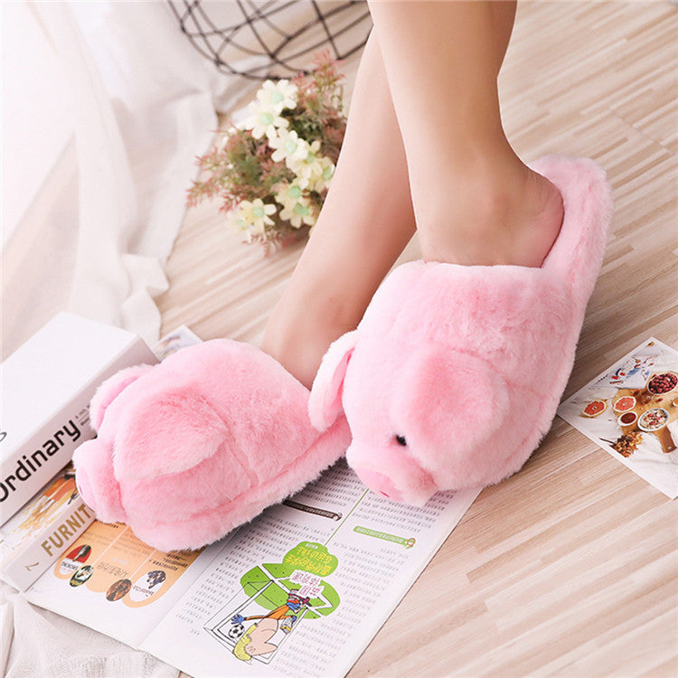 Plush Home Slippers Winter New Pig Slippers Floor Drag