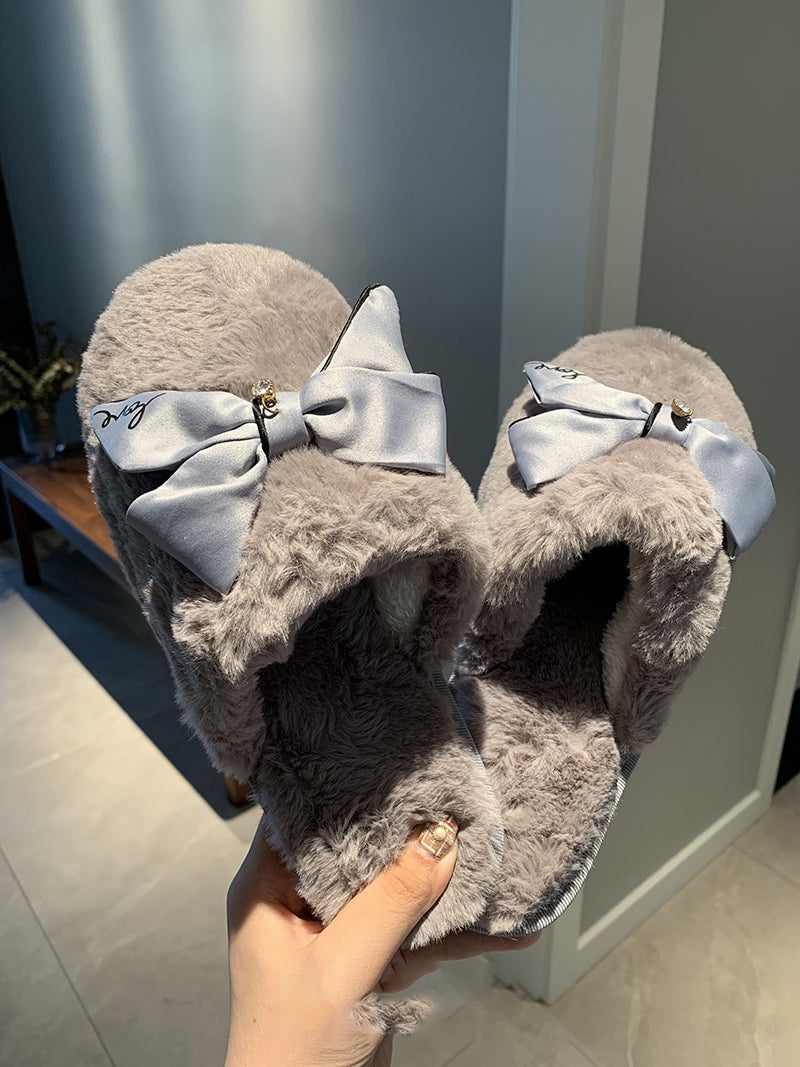 Bowknot cotton slippers