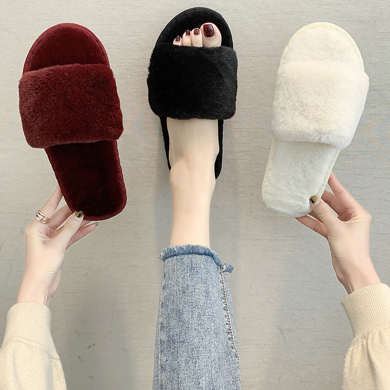 Ladies Fashion New Suede Plush Slippers