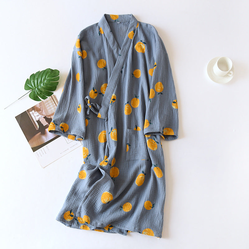 Women's Nightgown Cotton Crepe Thin Spring And Autumn Japanese Pajamas