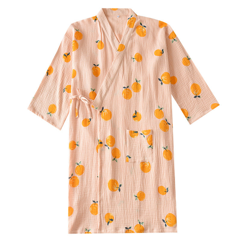 Women's Nightgown Cotton Crepe Thin Spring And Autumn Japanese Pajamas