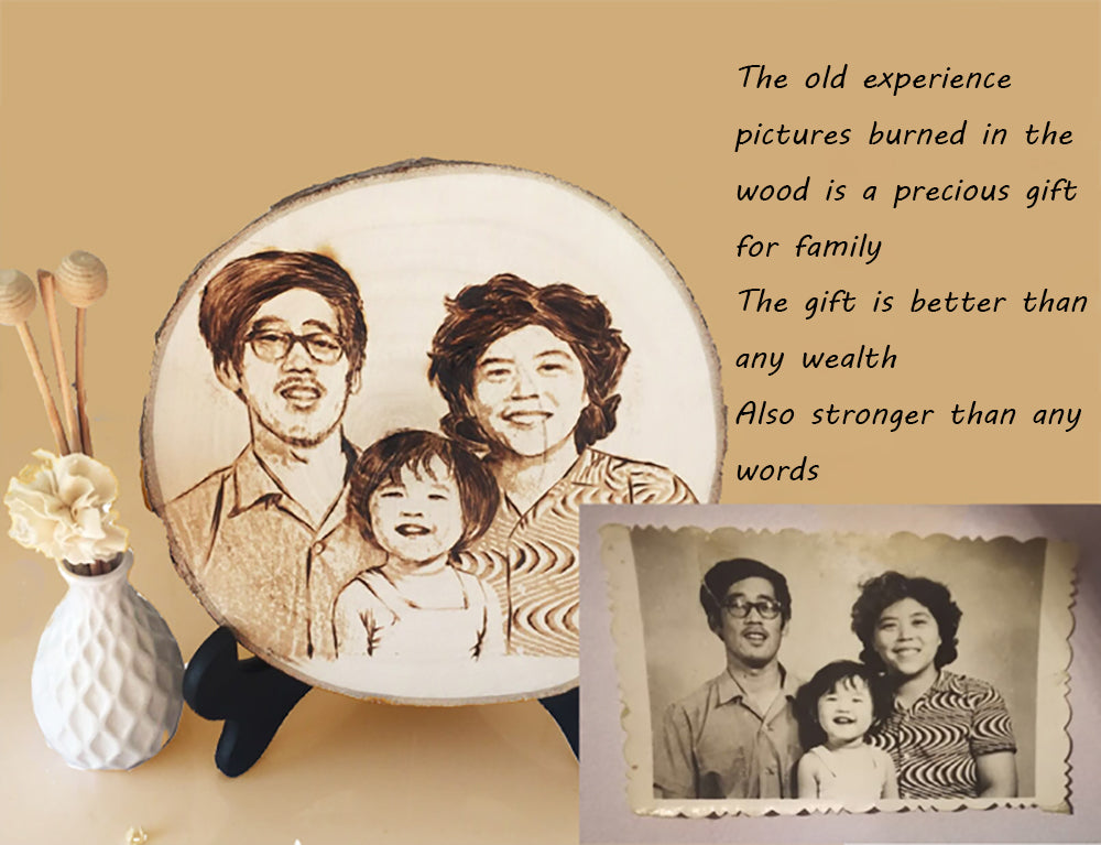 Customized Photo Frame Iron Carving on Wood Chip Handmade Home Decor