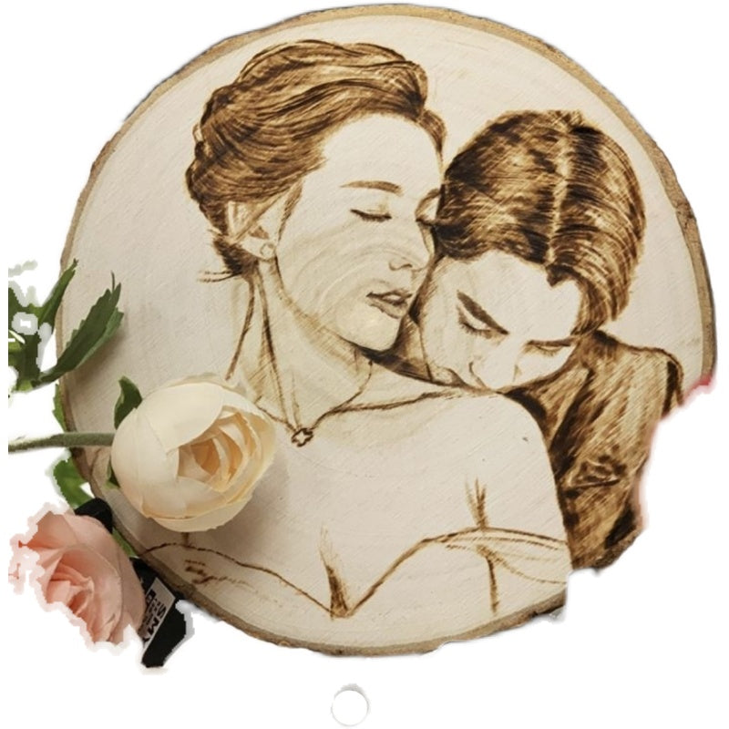 Customized Photo Frame Iron Carving on Wood Chip Handmade Home Decor