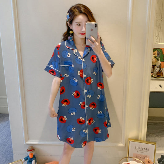 Summer Thin Short-Sleeved Ice Silk Pajamas