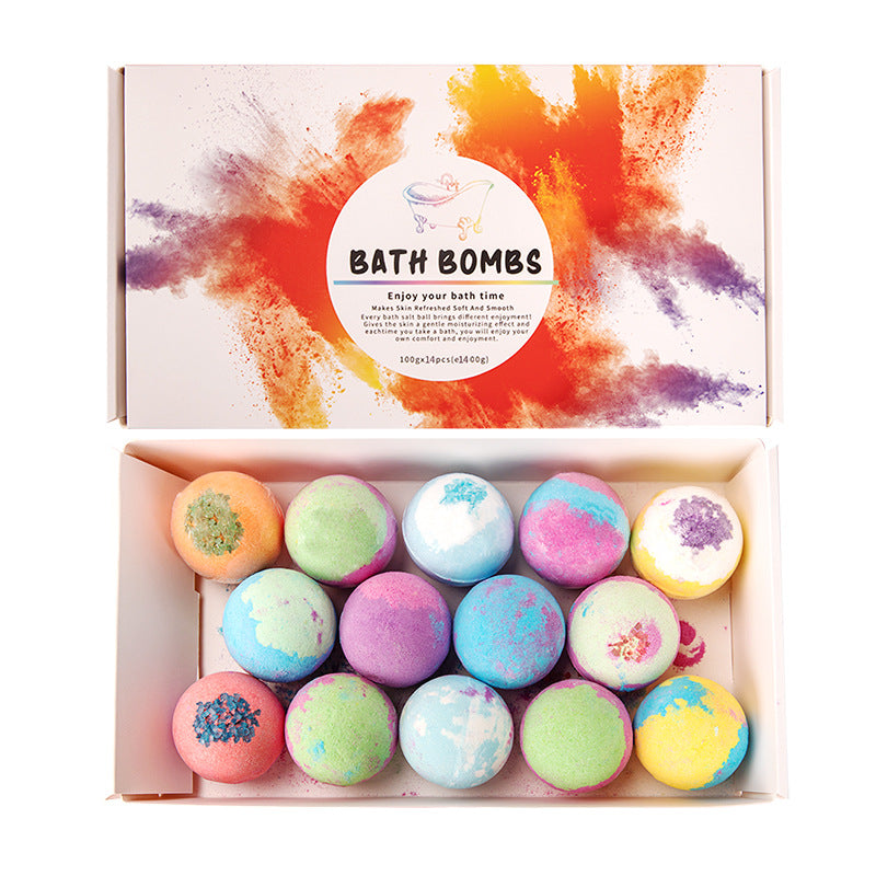 Bath Bombs 14 Pieces Of Explosive Salt Ball Gift Box With Various Fragrance