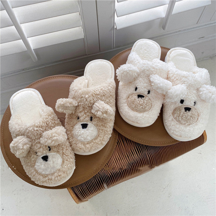 Bear Head Home Stereo Plush Slippers