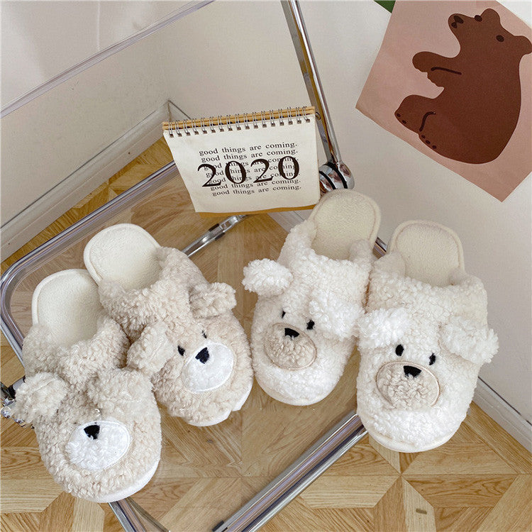 Bear Head Home Stereo Plush Slippers