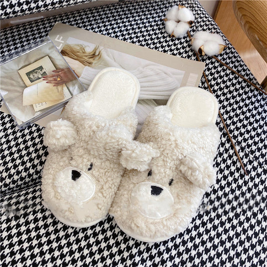 Bear Head Home Stereo Plush Slippers