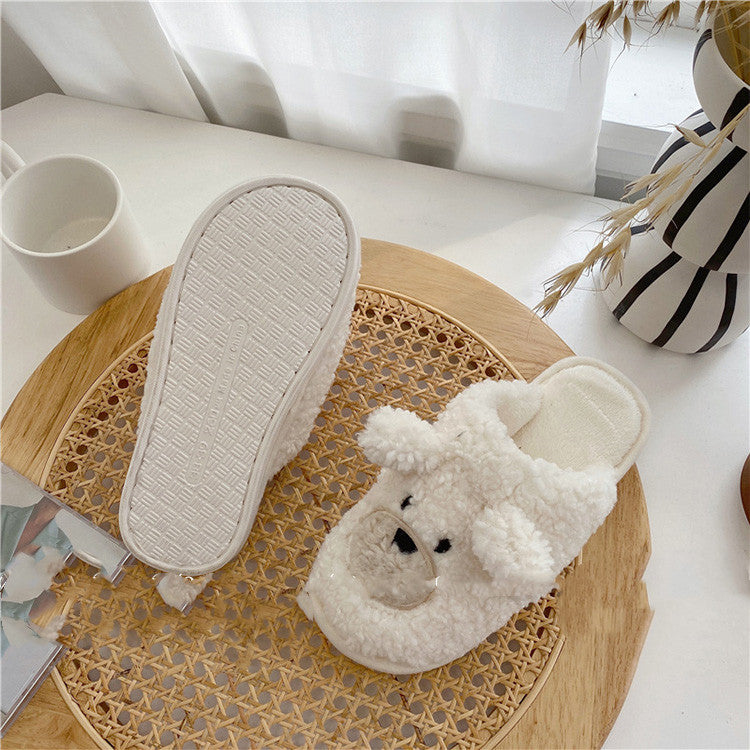 Bear Head Home Stereo Plush Slippers