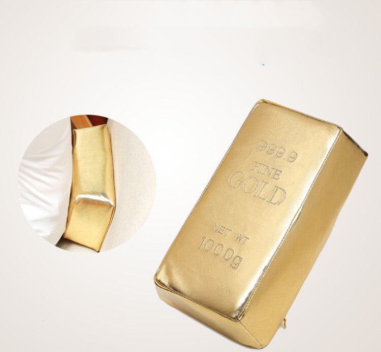 Rectangular Pillows With Simulated Gold And Silver Bricks