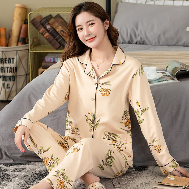 Long-Sleeved Mothers Plus Size Casual Home Wear