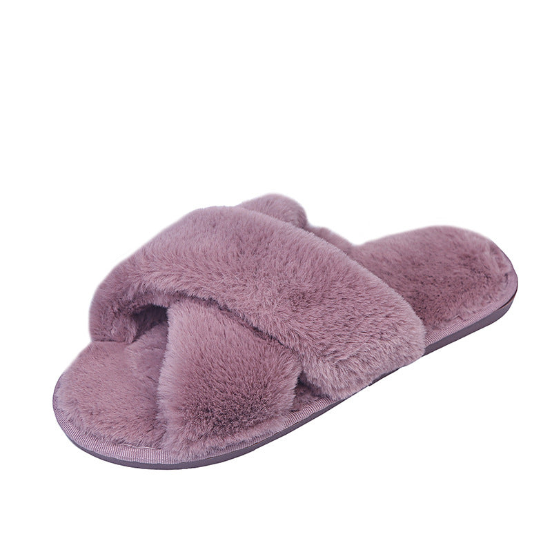 Home Cotton Slippers Non-slip Furry Slippers