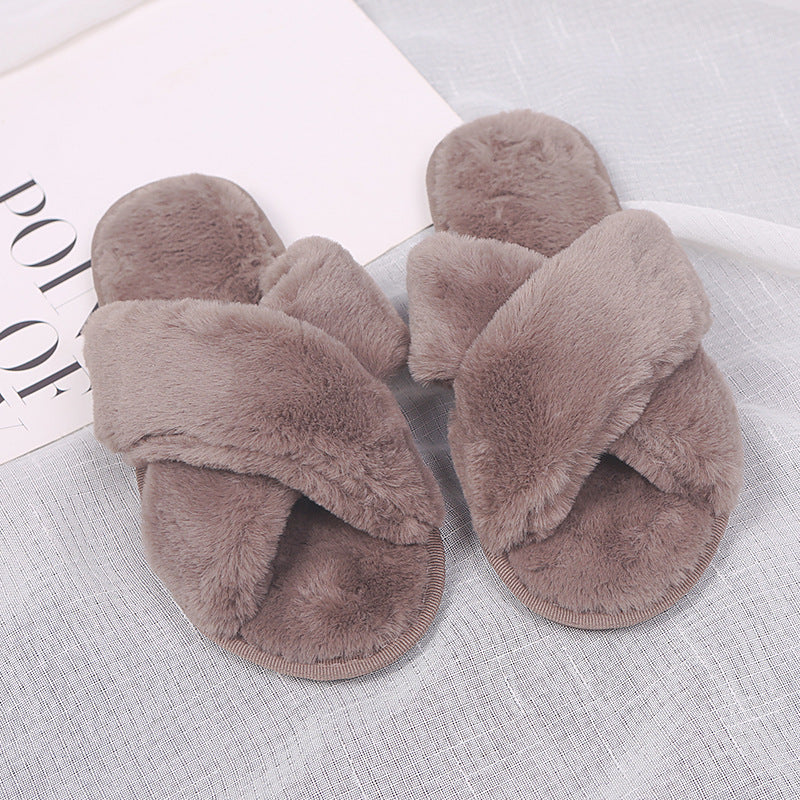 Home Cotton Slippers Non-slip Furry Slippers