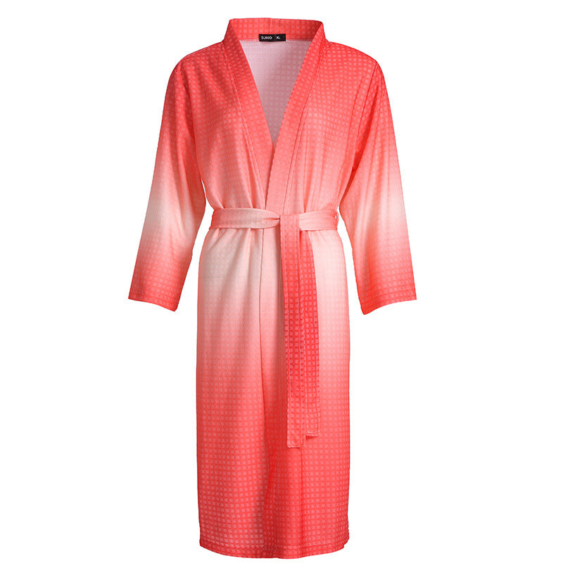 New Chinese Style Gradient Color Waffle Couple Bathrobe