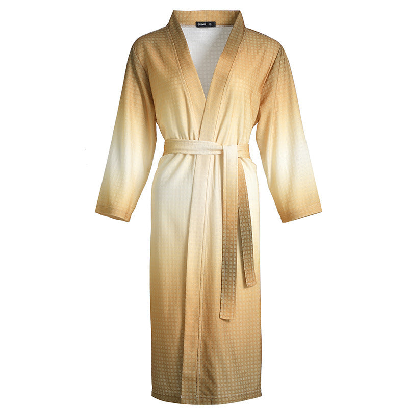 New Chinese Style Gradient Color Waffle Couple Bathrobe