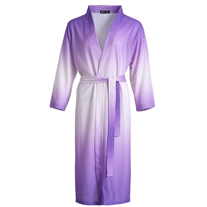 New Chinese Style Gradient Color Waffle Couple Bathrobe