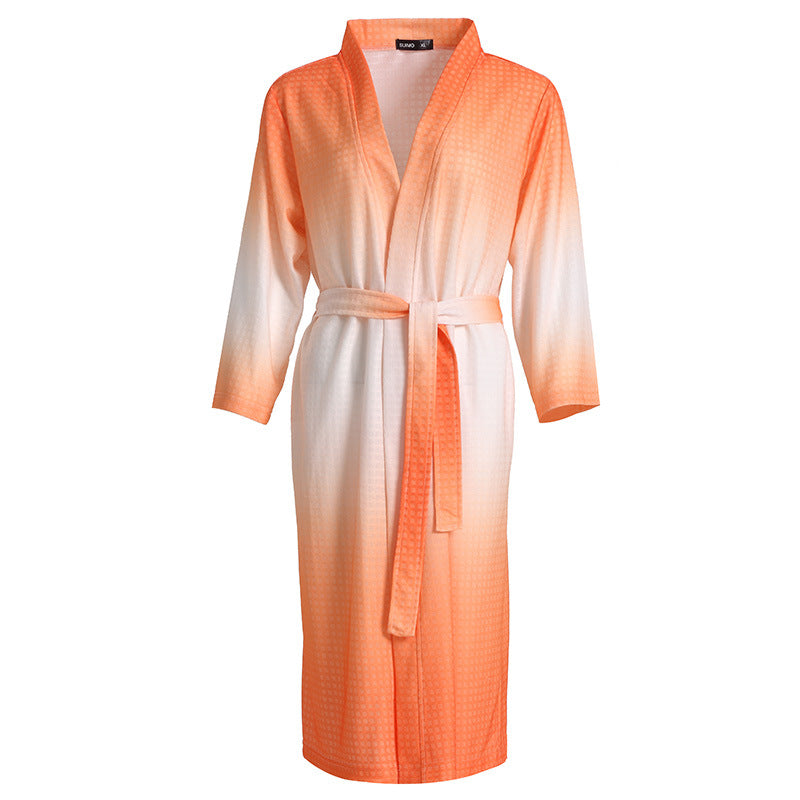 New Chinese Style Gradient Color Waffle Couple Bathrobe