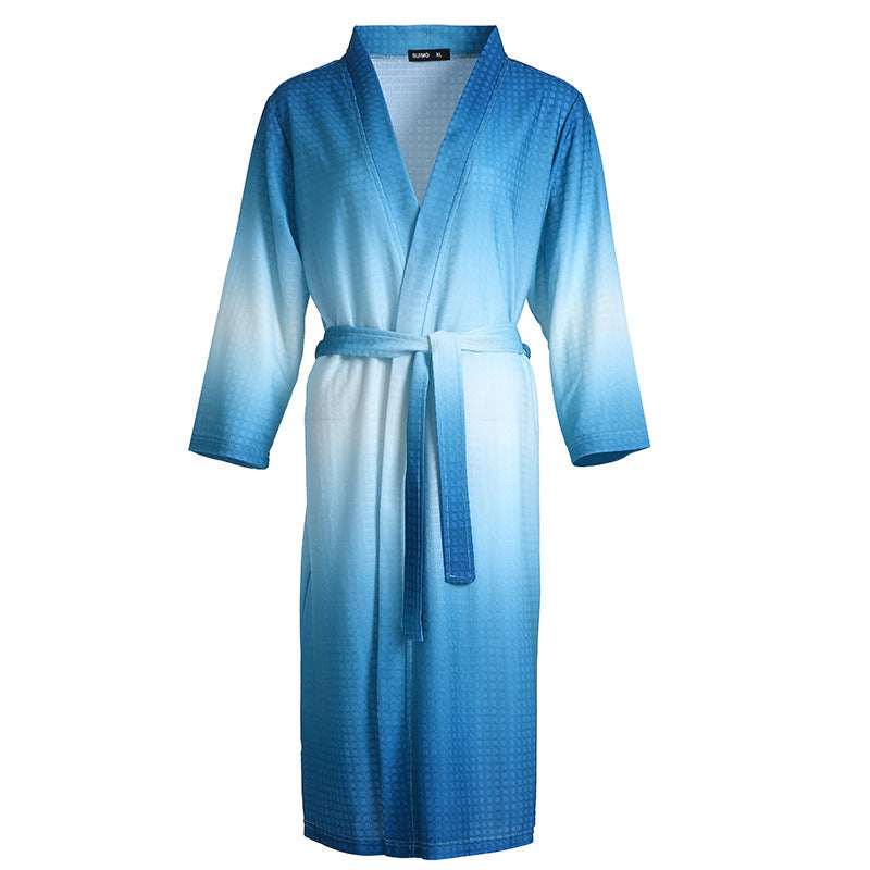 New Chinese Style Gradient Color Waffle Couple Bathrobe