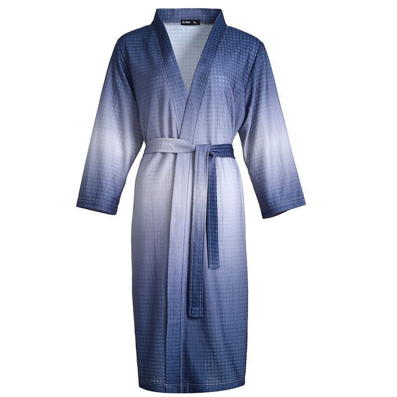 New Chinese Style Gradient Color Waffle Couple Bathrobe