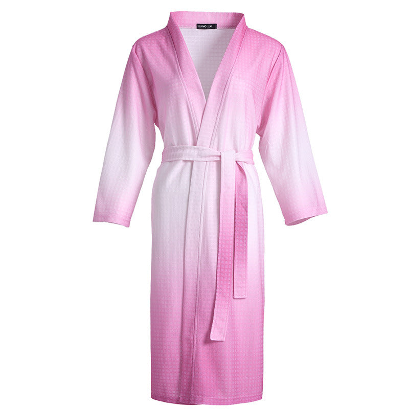 New Chinese Style Gradient Color Waffle Couple Bathrobe