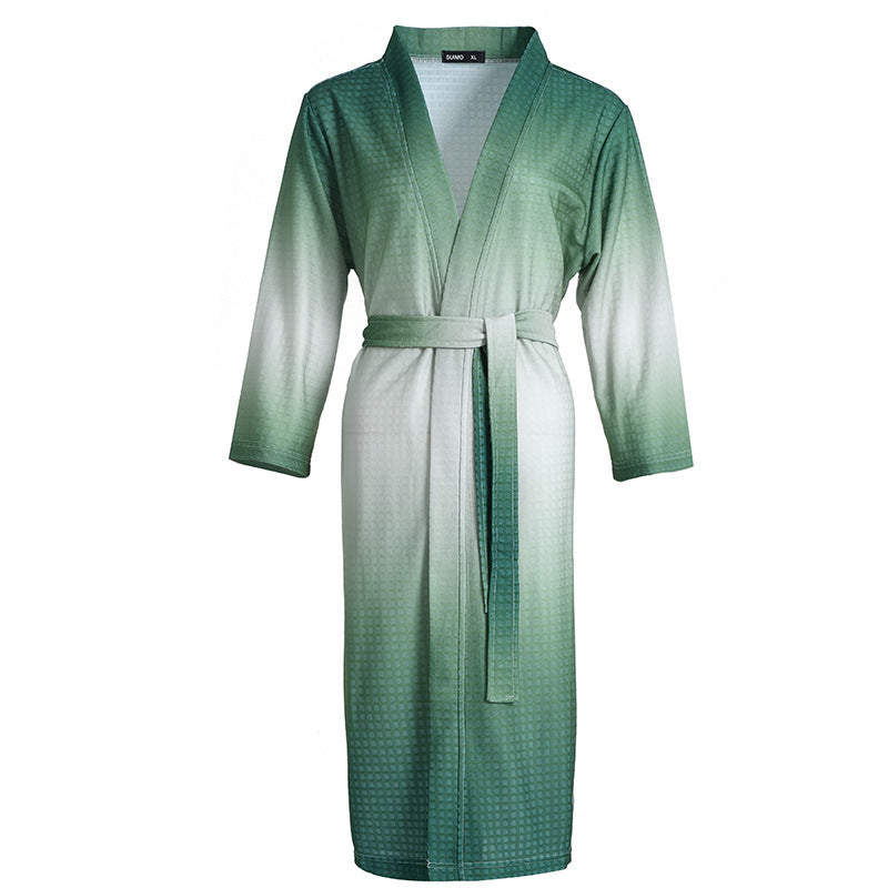 New Chinese Style Gradient Color Waffle Couple Bathrobe