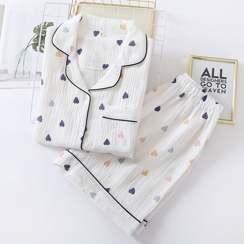 Cotton Gauze Short-sleeved Shorts Casual Pajamas