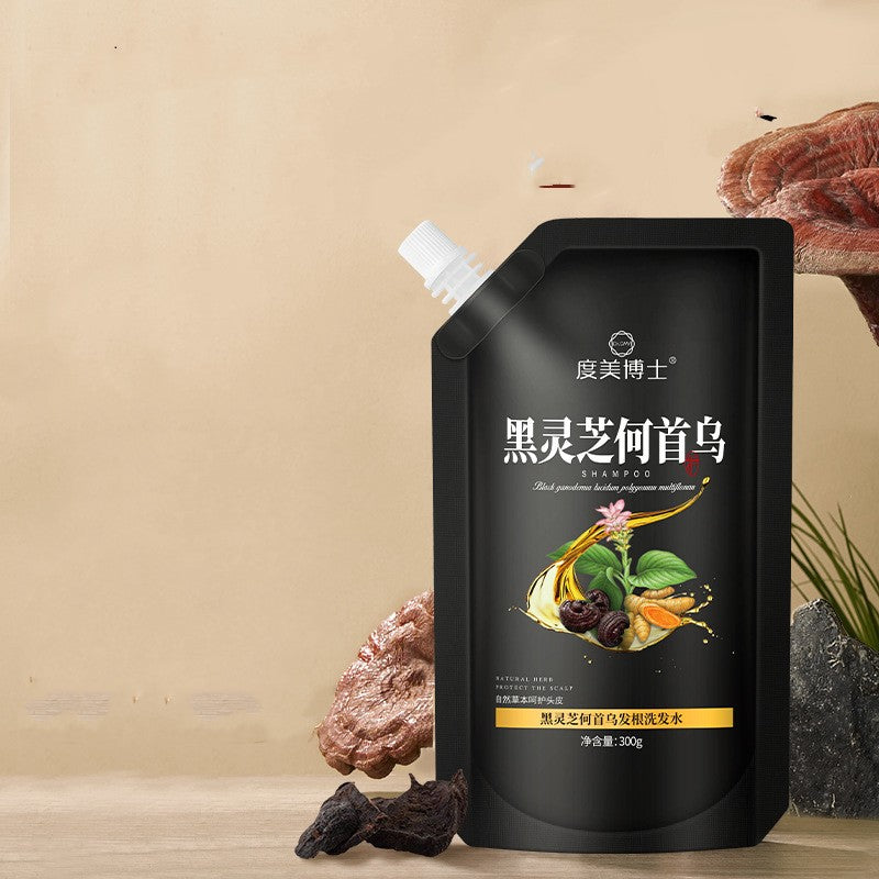 Black Ganoderma Polygonum Multiflorum Hair Root Cleaning Care Shampoo