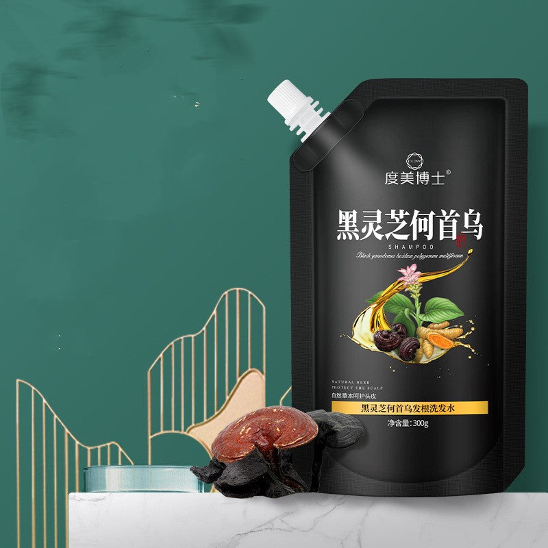 Black Ganoderma Polygonum Multiflorum Hair Root Cleaning Care Shampoo