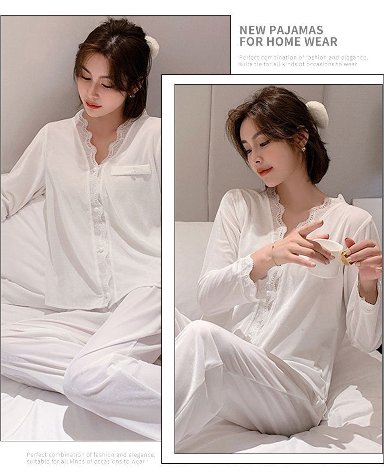 Gold Velvet Pajamas Women's Long-sleeved Two-piece Set