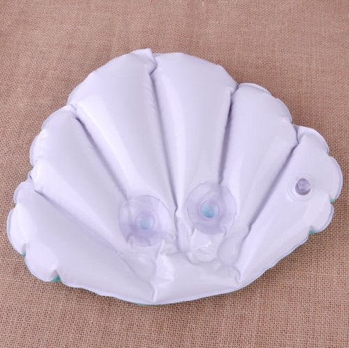 Inflatable bath pillow with suction cup bath pillow