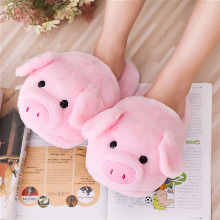 Plush Home Slippers Winter New Pig Slippers Floor Drag