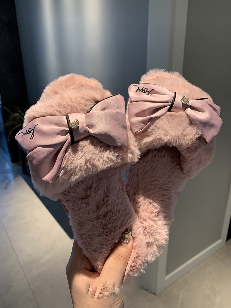 Bowknot cotton slippers