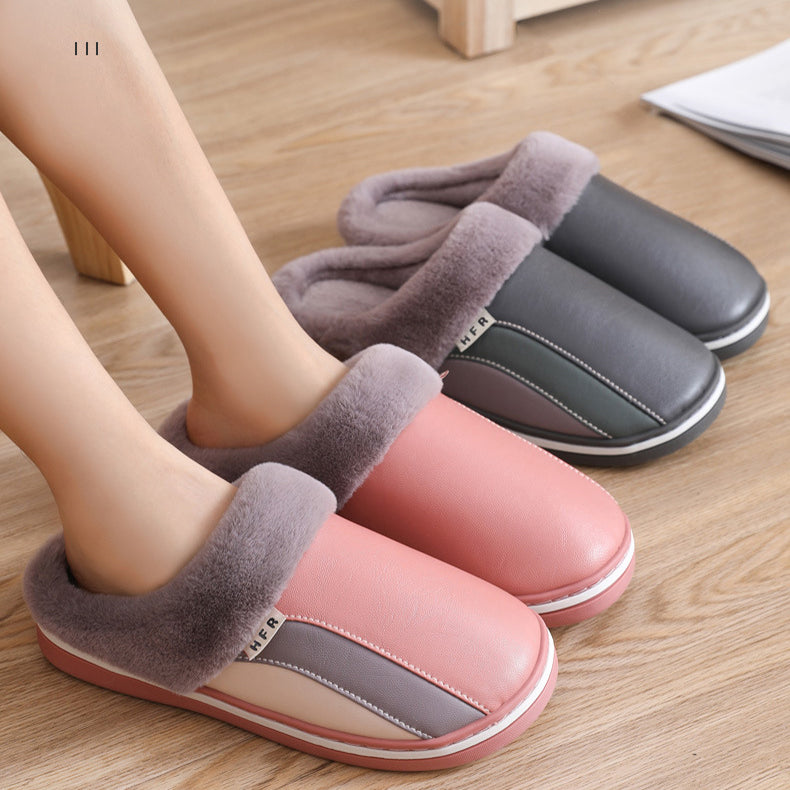 Waterproof Slippers Plush Winter Shoes Home Non-slip Bedroom Slippers Women