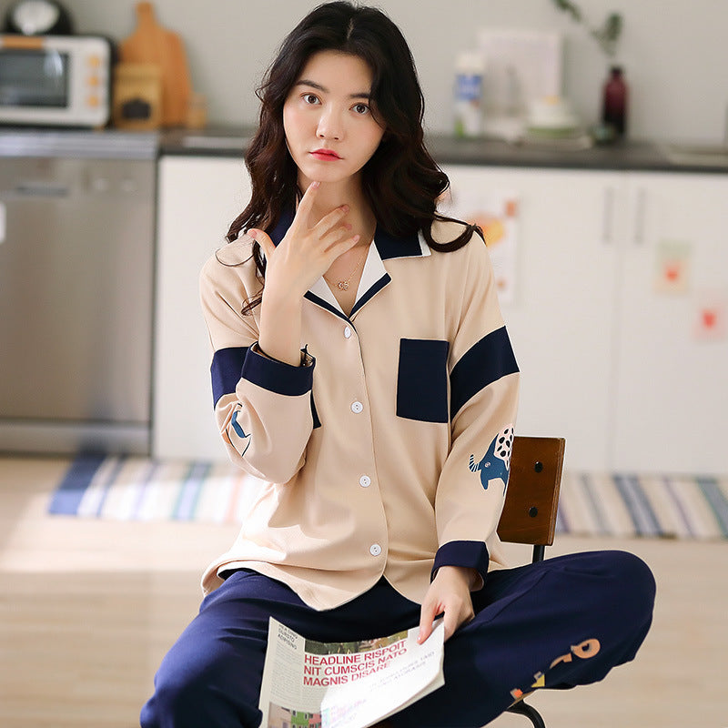 Women's long sleeve pajamas suit