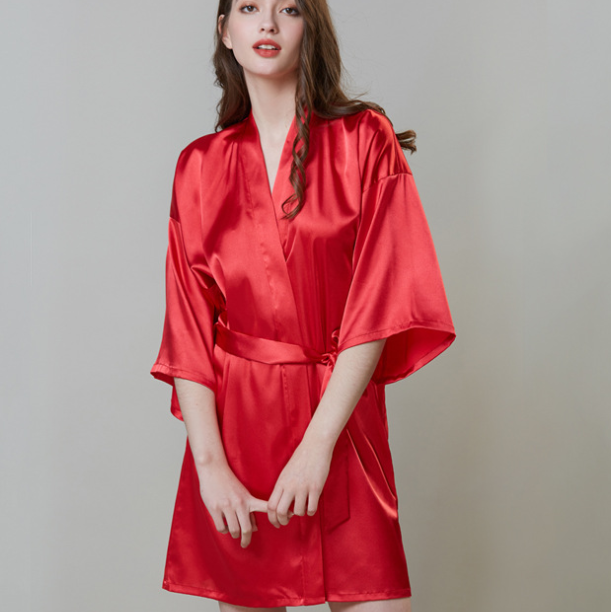 Women's Faux Silk Robe Bath Gown